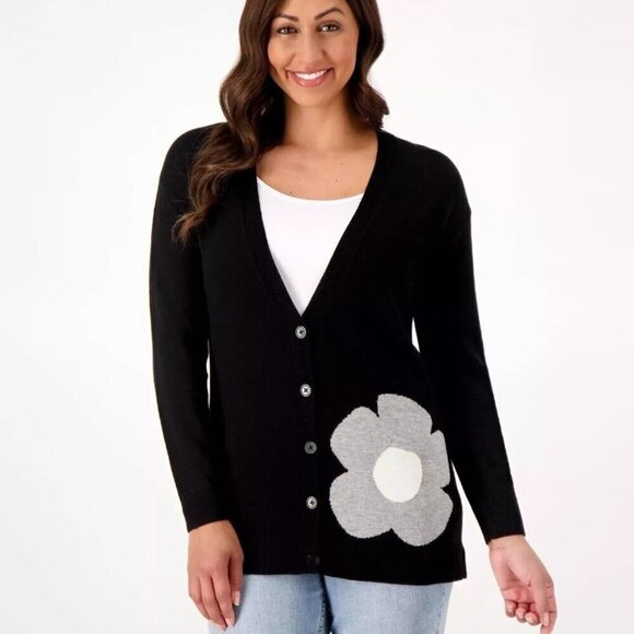 Laurie Felt Women's Cashmere Blend Daisy Cardigan - L - Picture 1 of 7